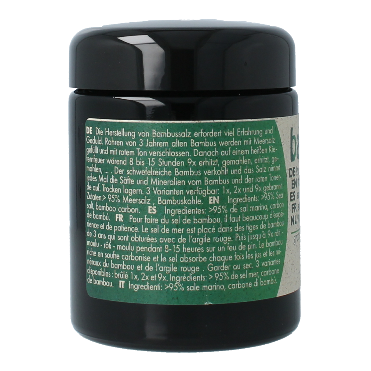 Bambu Salz grof zout 270g in a clear container, part of Bambu Salz kruiden en maaltijdmixen collection