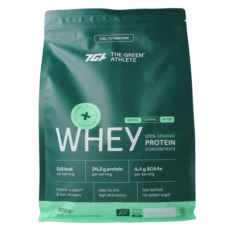 The Green Athlete Whey protein concentrate unflavoured bio 900 Gram