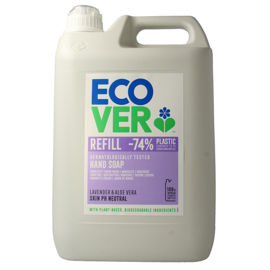 Ecover lavendel en aloe vera handzeep in 5-liter dispenser, handverzorging met natuurlijke ingrediënten, zachte en verzorgende zeep