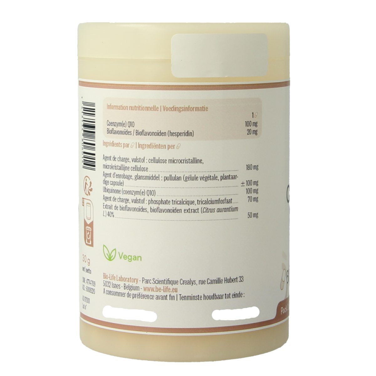 Be-Life Co-Q10 Magnum 60 capsule bottle, dietary supplement with Coenzyme Q10 for energy and heart health.