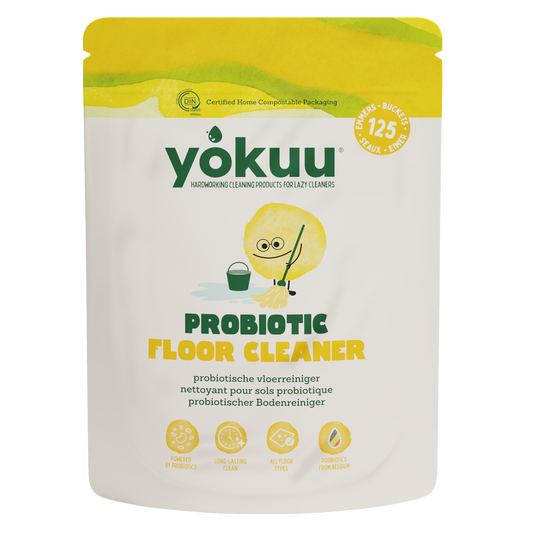 Yokuu Vloerreiniger poeder 500 gram in een open doos, schoonmaakpoeder voor het reinigen van vloeren, geleverd door Yokuu.