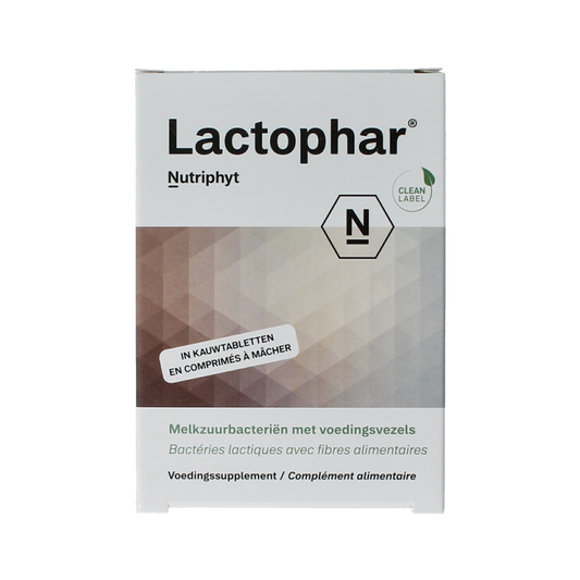 Nutriphyt Lactophar micro-organismen tablets, 30 count, shown in a clear image on a white background
