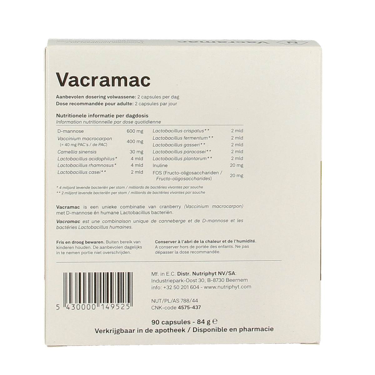 Nutriphyt Vacramac 90.00 Capsules