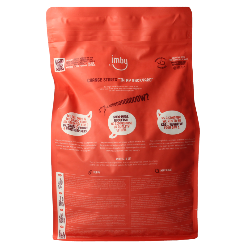 Imby Pet Food insect protein puppy dog food for 1-12 months, 1500g bag, natural pet nutrition for young dogs.