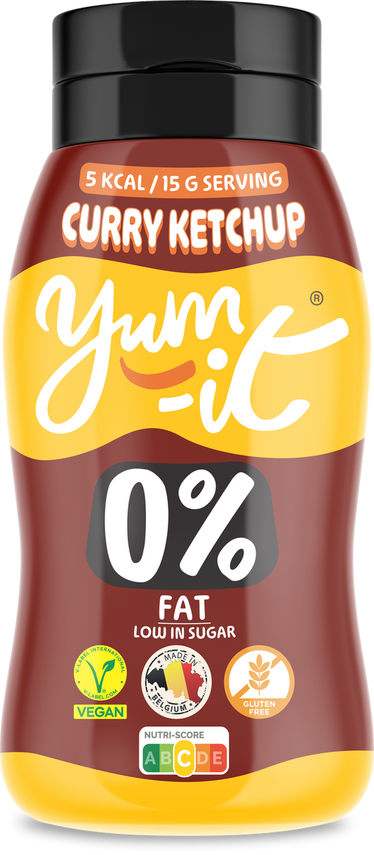 Yum-It Curry Ketchup 300g bottle, savory sauce in a clear plastic container with label, suitable for enhancing dishes