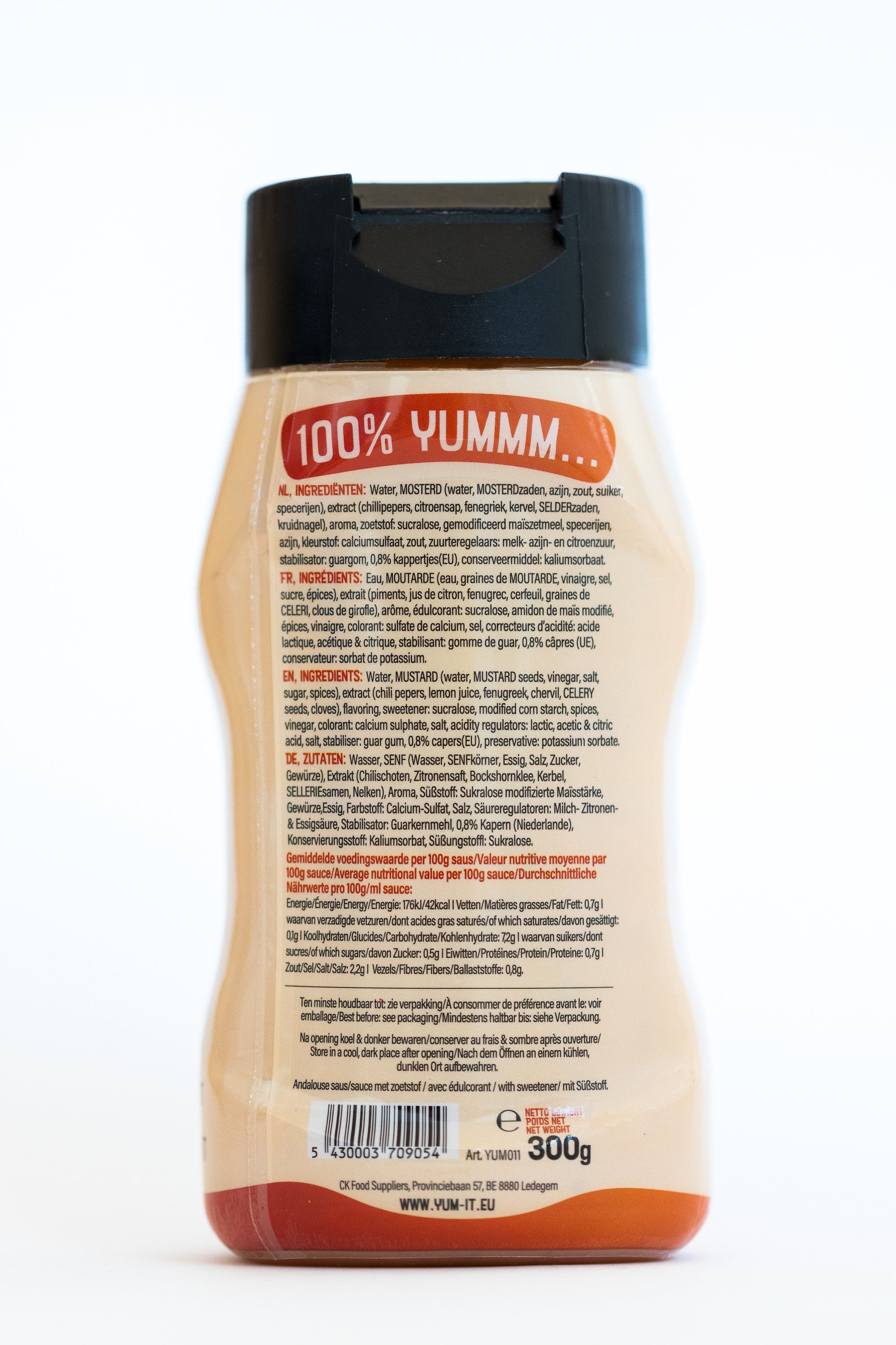 Yum-It Andalouse sauce 300g jar, creamy Belgian condiment in a glass jar with a label, ready for use.