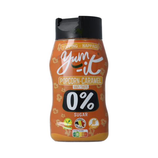 Yum-It caramel popcorn topping in a 300g jar, sweet sauce and flavoring for popcorn, from Yum-It brand
