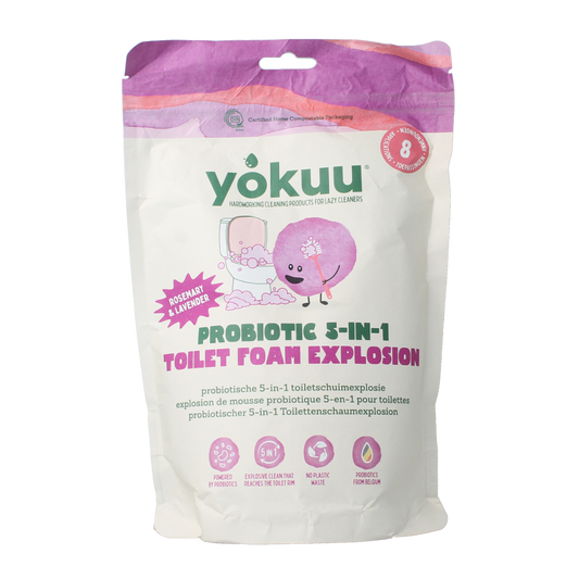 Yokuu Probio toilet schuim 5-in-1 cleaner and freshener in 800g container, designed for bathroom toilet cleaning and freshness.