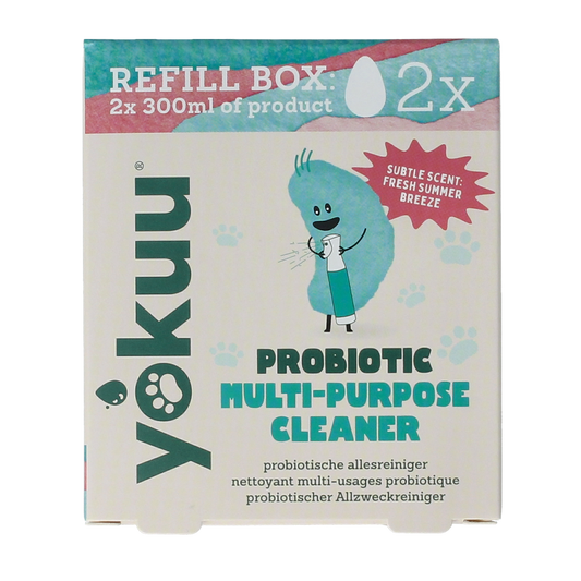 Yokuu Probio allesreiniger refill pack with two bottles, pet-friendly cleaning product for household cleaning and odor removal.