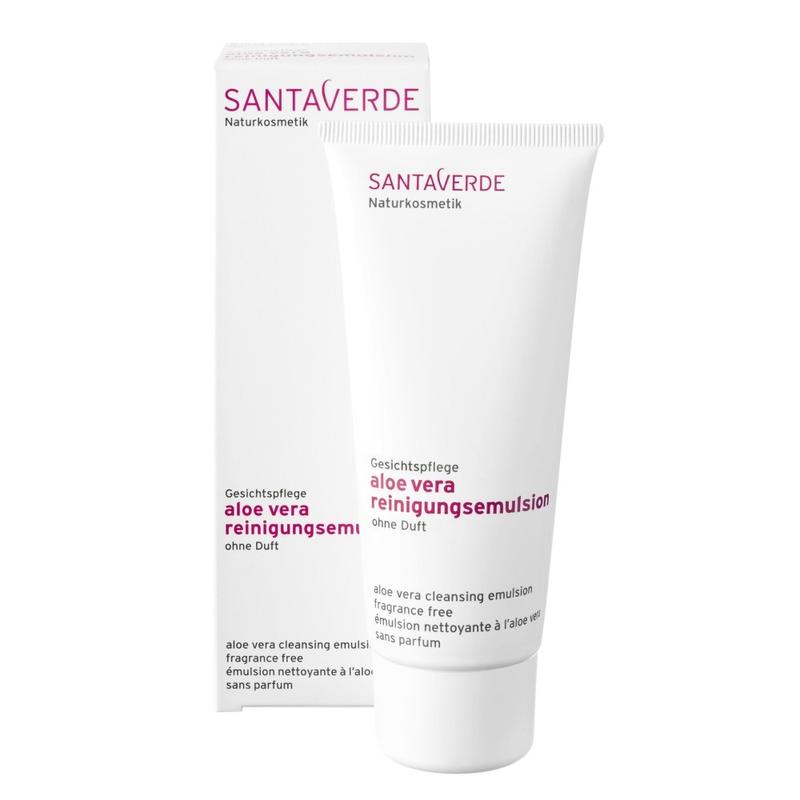 Santaverde Aloe Vera Cleansing Milk in 100ml bottle, gentle facial skincare product with aloe vera extract for cleansing.