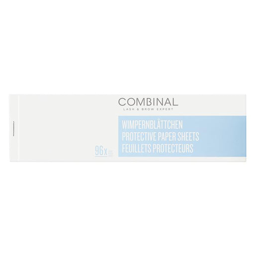 Combinal eyelash pads used for makeup application, shown in a pack of 96, designed to protect and enhance eyelash styling.