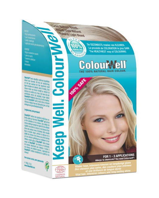 Colourwell natural blonde hair dye in 100g, light natural blond color, for natural-looking hair coloring.