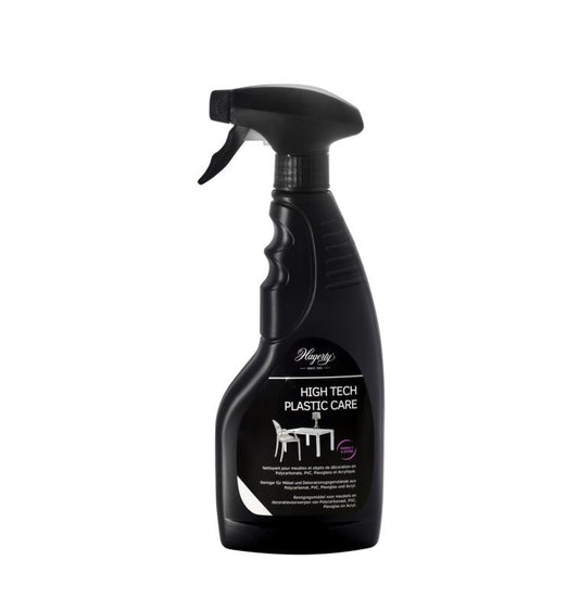 Hagerty High Tech Plastic Care spray bottle, 500ml, for cleaning and protecting plastic surfaces in automotive or household use.