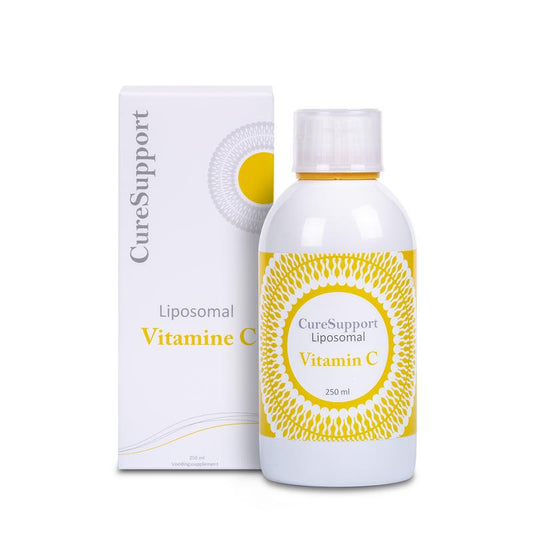 Curesupport Liposomal Vitamin C 1000mg bottle, 250ml, natural supplement for immune support, with clear label and dropper cap.