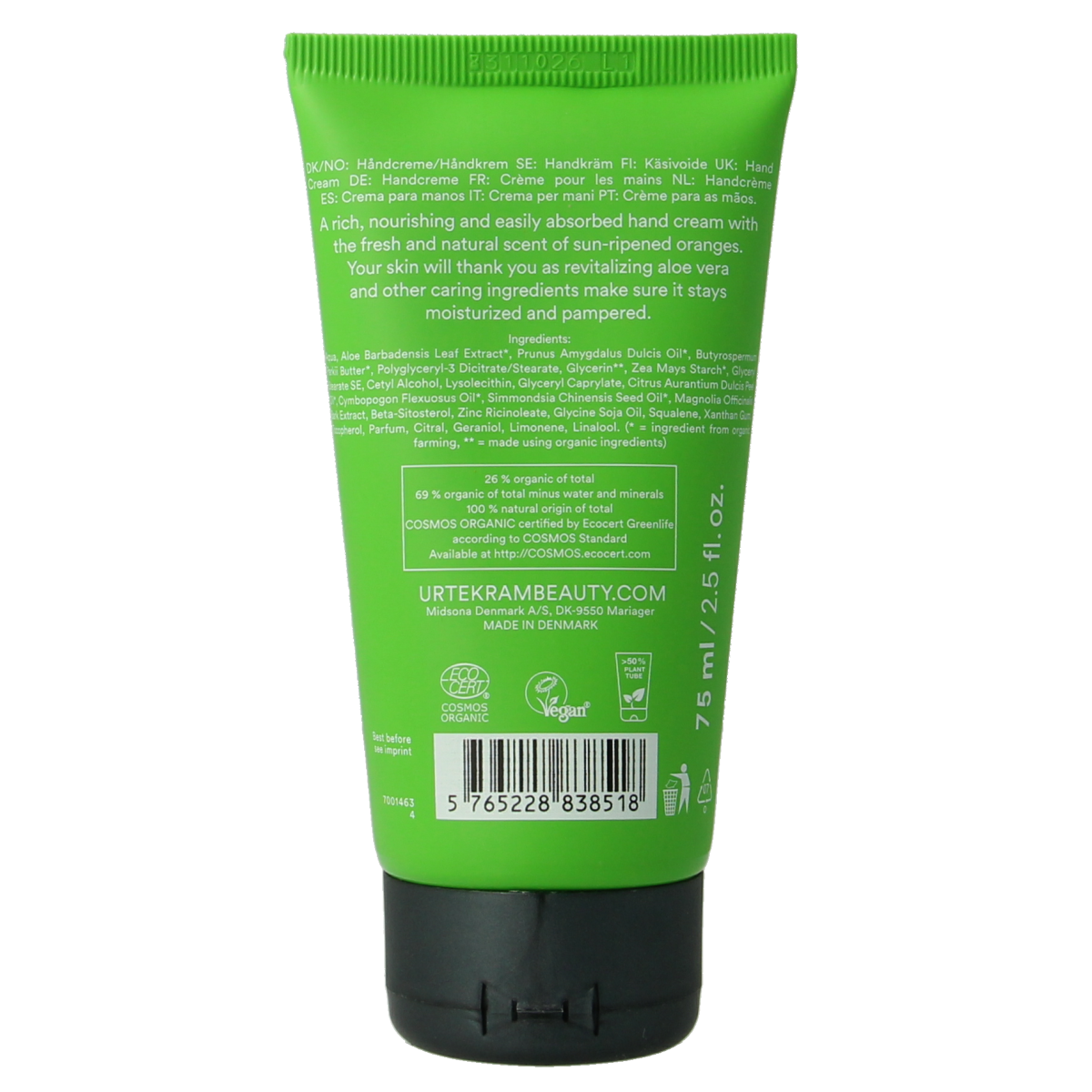 Urtekram Handcreme aloe vera 75.00 Milliliter