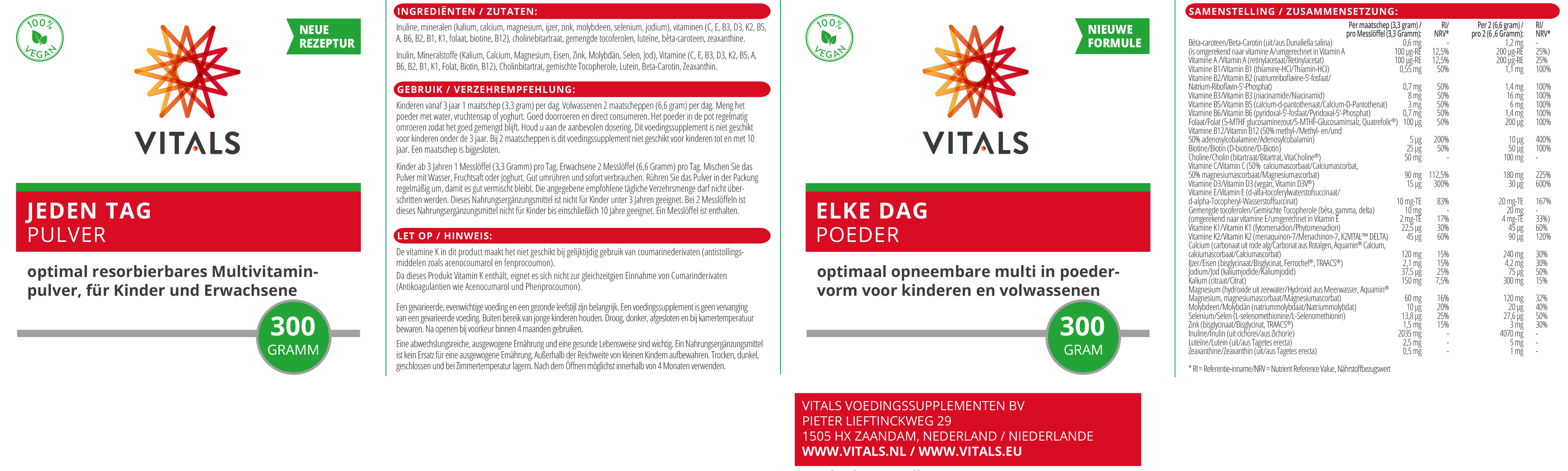 Vitals Elke Dag Poeder 300.00 Gram
