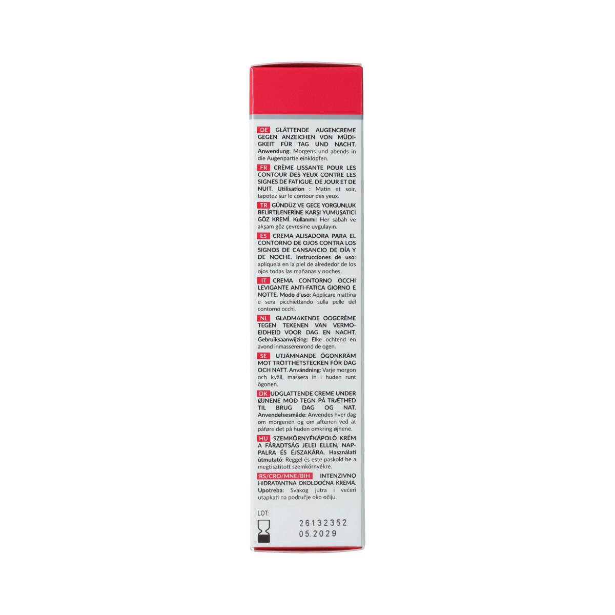 Hada Labo Tokyo Smoothing Anti-Fatigue Eye Cream in 15ml jar, featuring a white tube with blue accents and product label.