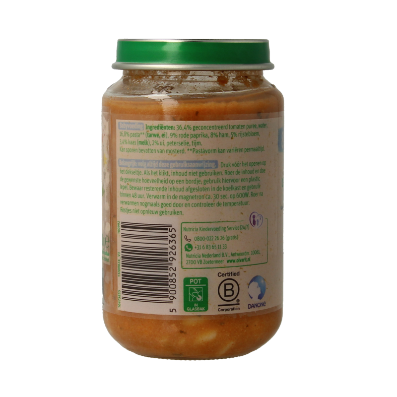 Olvarit Tomaat ham macaroni 8M09 200 Gram