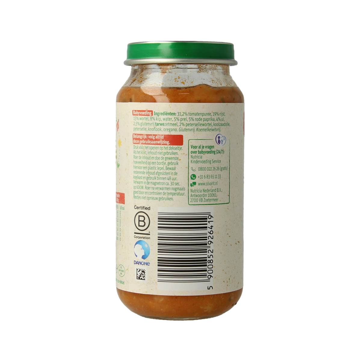 Olvarit Tomaat kip rijst 12M12 250.00 Gram