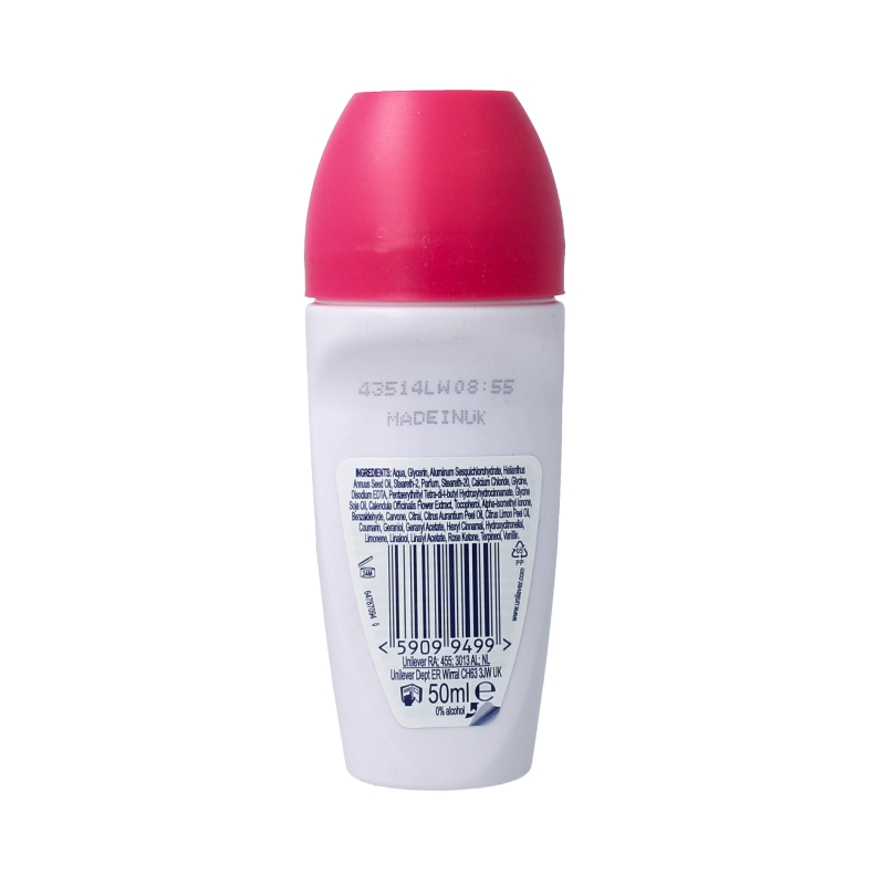 Dove deodorant roller with dragon fruit and coconut scent, 50ml bottle, natural freshening product for everyday use