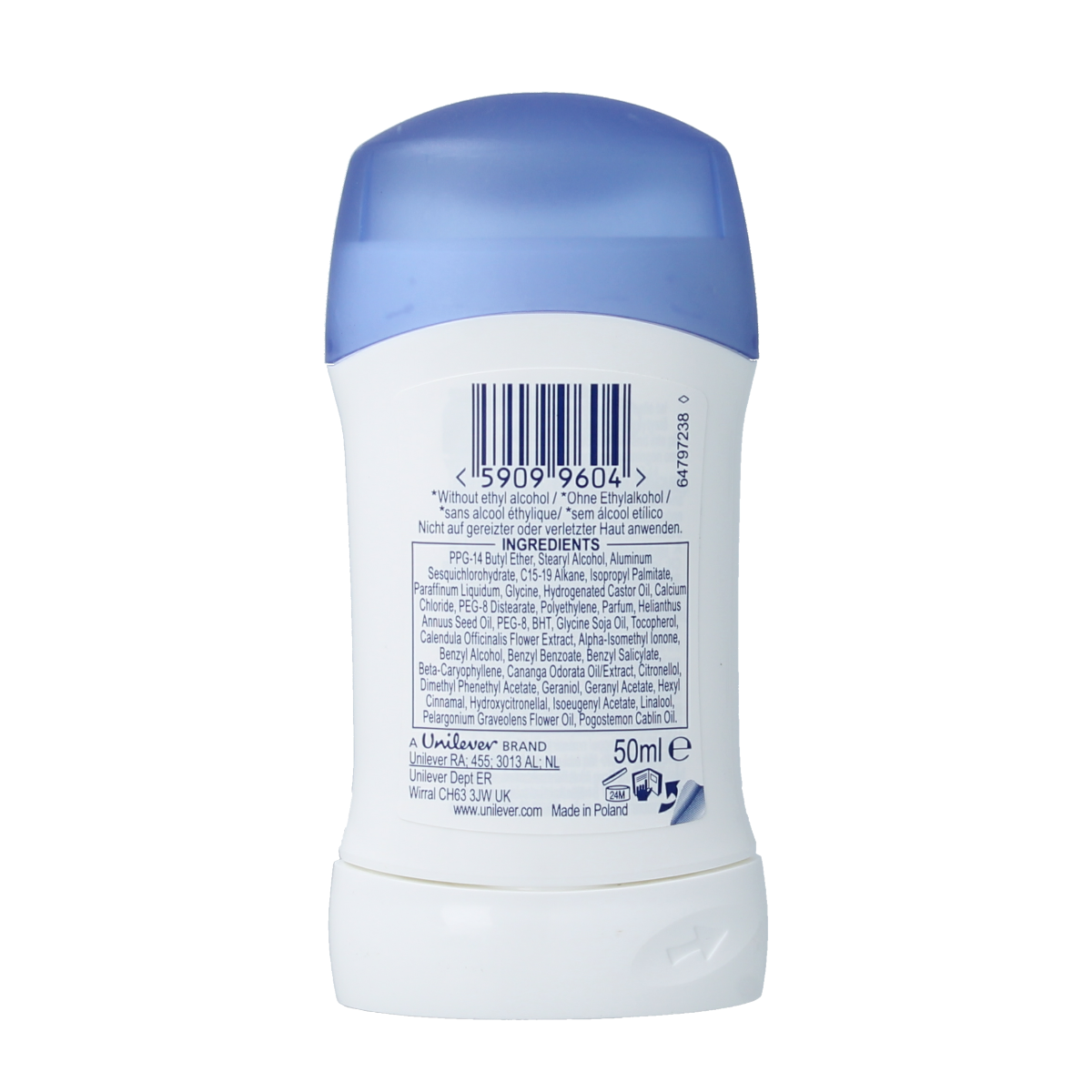 Dove Original Deodorant Stick 40ml, natural white stick with smooth surface, designed for effective odor protection.