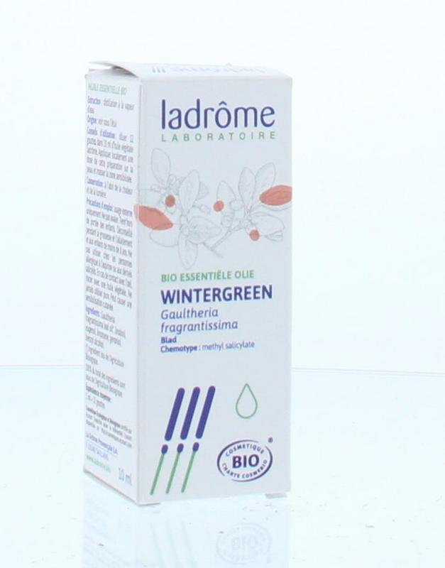 Ladrome Wintergreen bio essential oil in 10ml bottle, natural aromatic etherische olie for aromatherapy and wellness.