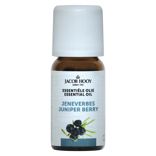 Jacob Hooy Jeneverbes olie in a 10ml bottle, natural juniper berry essential oil from Jacob Hooy for aromatherapy and wellness.