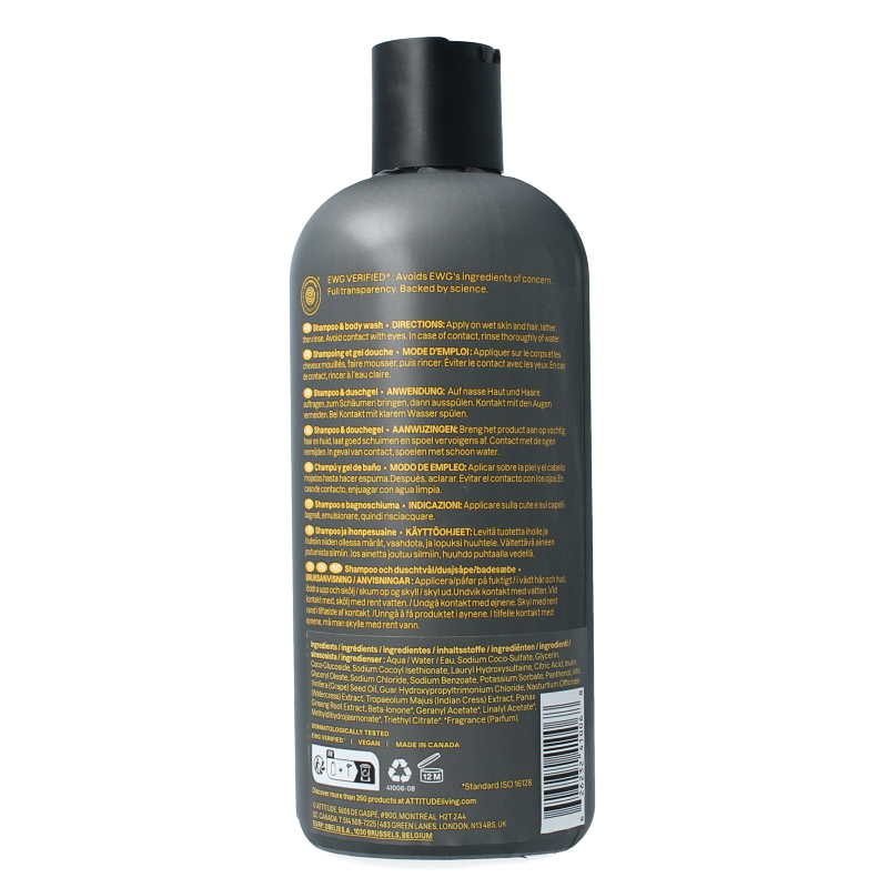 Attitude Shampoo & bad 2 in 1 super leaves sports 473 Milliliter
