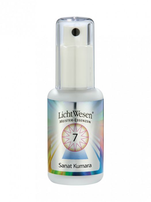 Lichtwesen Sanat Kumara tinctuur bottle, 30ml, with spiritual symbolism on the label, used for spiritual practices and healing.
