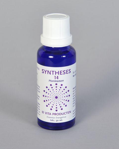 Vita Syntheses 14 hormonen kruidenpreparaat in 30ml bottle, herbal supplement with natural ingredients and detailed label.