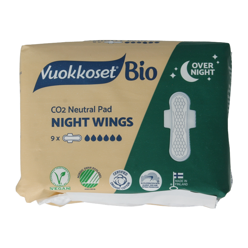 Vuokkoset Bio Maandverband night wing 9 Stuks