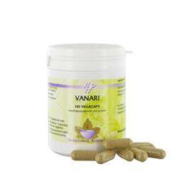 Holisan Vanari 100 capsules of herbal supplement in a clear bottle with a white cap, displaying the capsules inside.