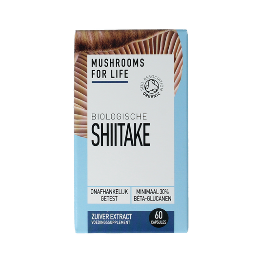 Mushrooms for Life Shiitake bio capsules, dietary supplement with 60 capsules, natural mushroom extract for immune support.