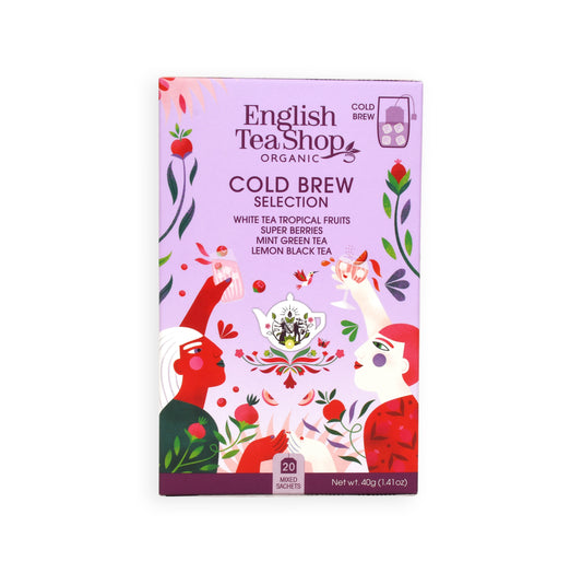 English Tea Shop Cold Brew Selection, 20 tea bags, featuring a variety of herbal and black teas for cold brew enjoyment.