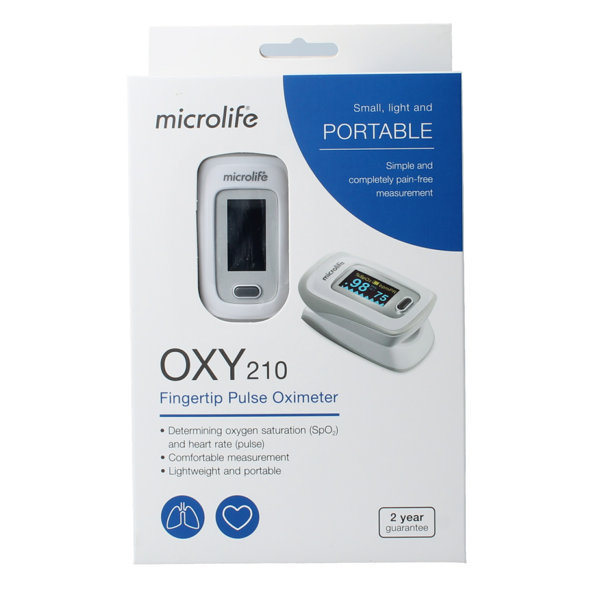 Microlife OXY210 pulse oximeter instrument with digital display and fingertip clip, 1 piece