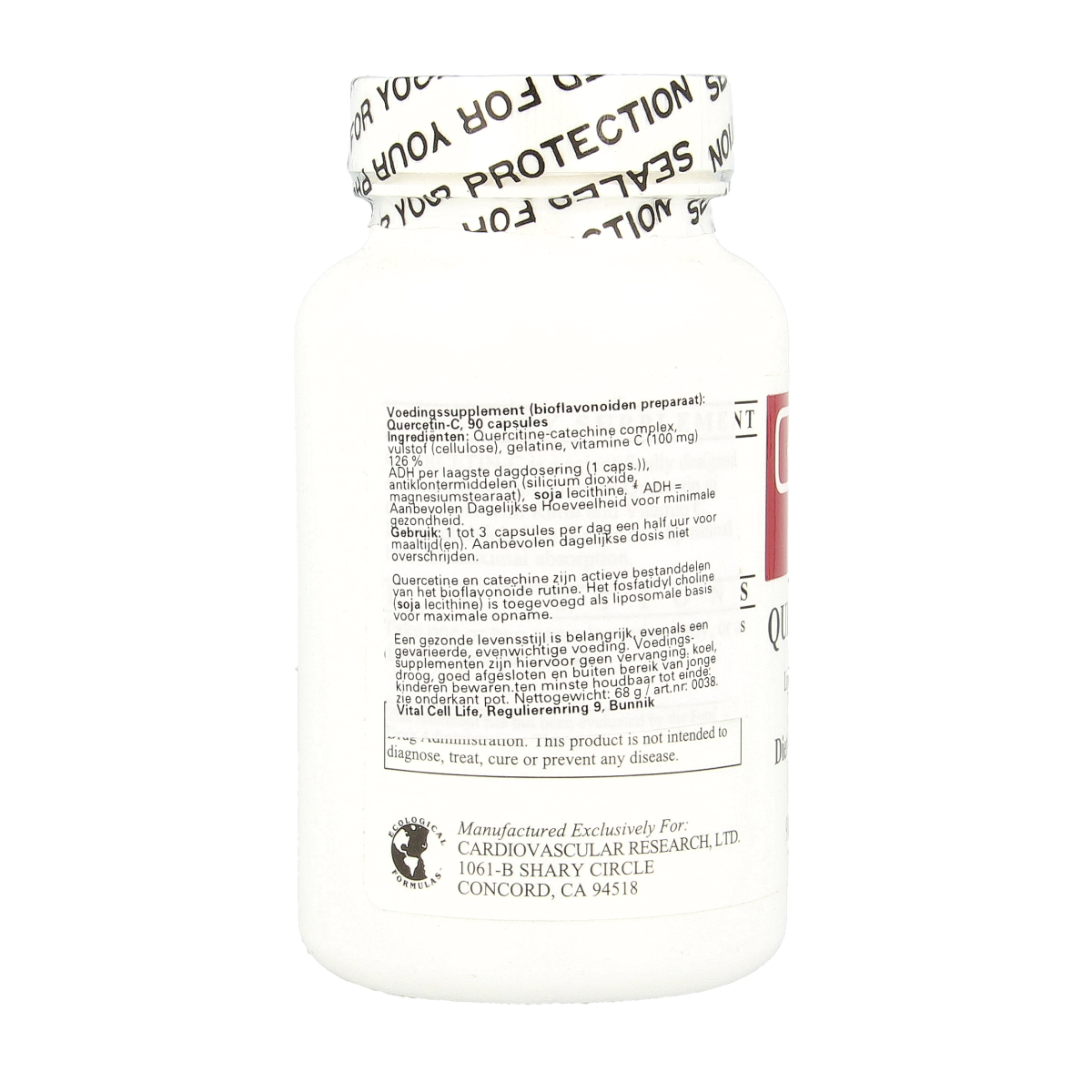 Cardio Vasc Res Quercitin C cardio multivitamin capsules, 90-count, for cardiovascular health and immune support.