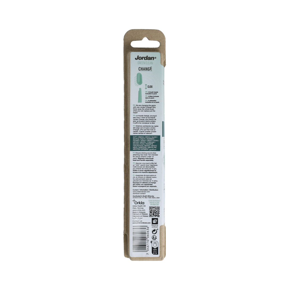 Jordan Tandenborstel Green Clean Change Soft 4-pack 4.00 Stuks