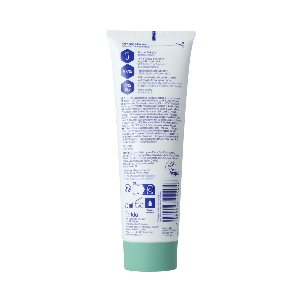 Jordan Tandpasta Clean Smile Care 75.00 Milliliter