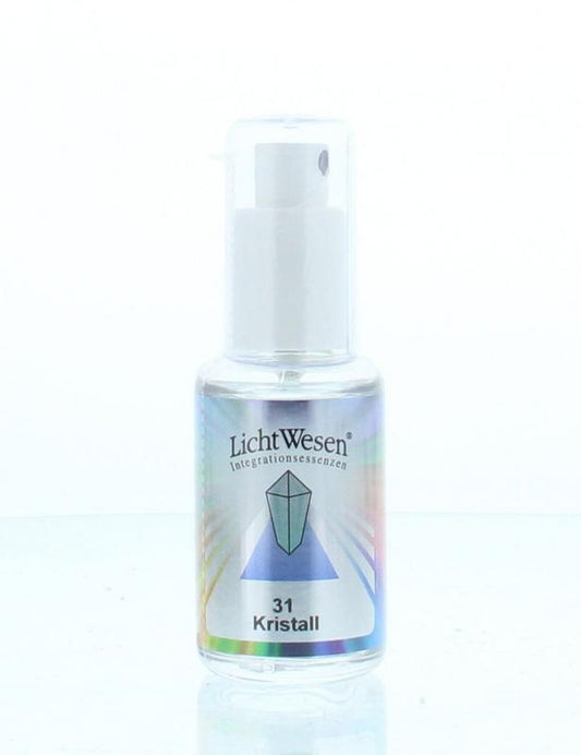 Lichtwesen Kristal tinctuur 31, a 30ml bottle of spiritual crystal tincture with a dropper cap, used for spiritual practices.