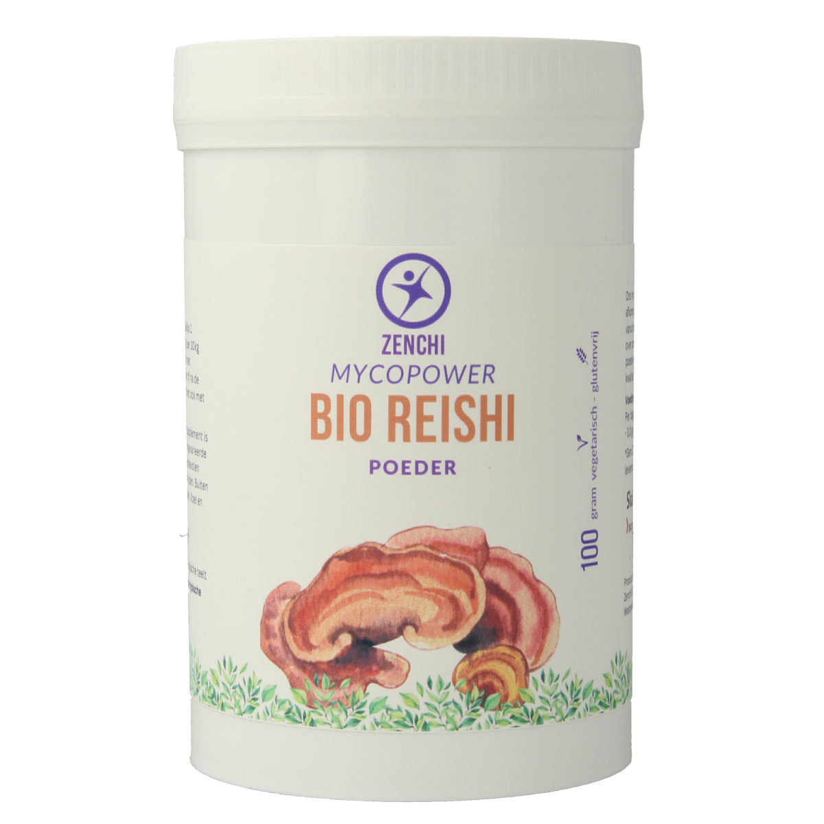 Organic Mycopower Reishi powder in a 100g package, herbal supplement from Mycopower for immune support and wellness.