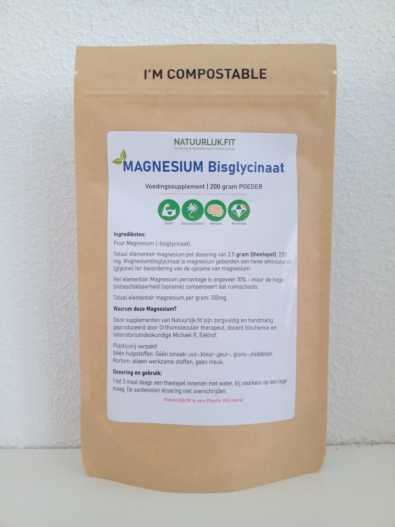 Natuurlijk.fit Magnesiumbisglycinaat poeder 200.00 Gram