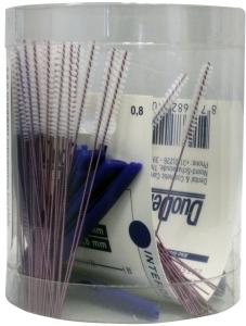 Duodent interdental brush fine 0.8mm in a pack of 72, ideal for cleaning between teeth and maintaining oral hygiene.