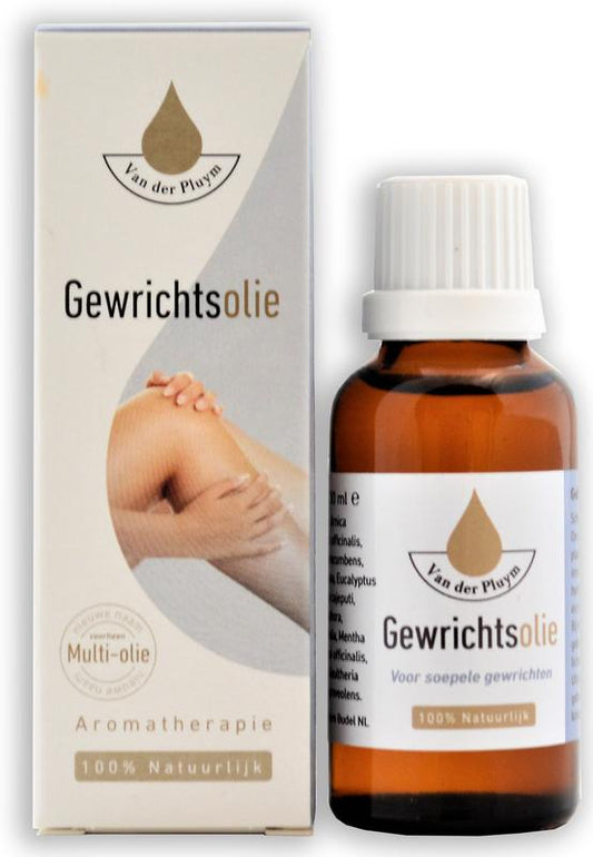 Van Der Pluym gewrichtsolie 30ml, spier- en gewrichtsverzorging met natuurlijke olie in een heldere fles