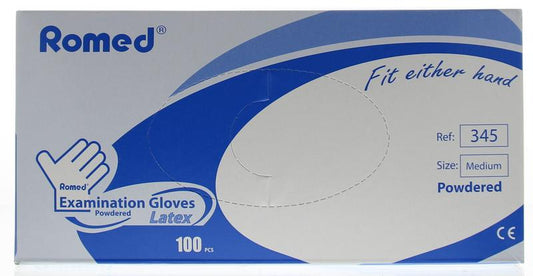 Romed Latex handschoen niet steriel gepoederd M 100.00 Stuks