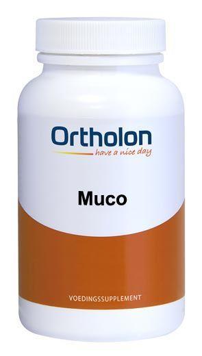 Ortholon Muco Care vegetarian capsules containing amino acids, dietary supplement with soft gel capsules.