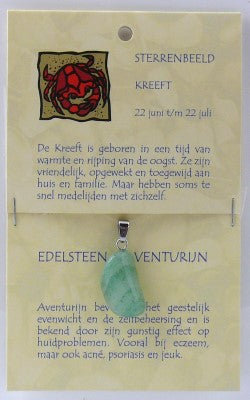 Steengoed kreeft zodiac sign pendant featuring a star sign gemstone with a silver bail for necklace attachment.