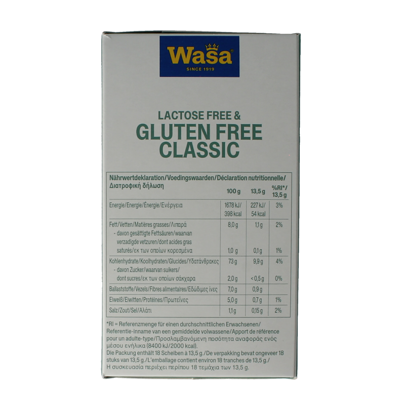 Wasa Knackebrod classic glutenvrij 6 x 40 gram 240 Gram