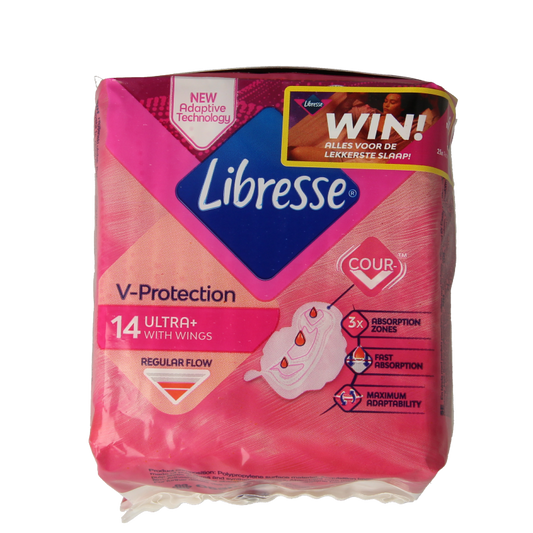 Libresse Ultra Normal Wing sanitary pads packaging with 14 pieces, designed for women’s menstrual protection.