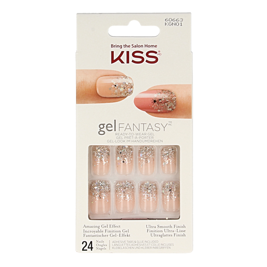 Kiss Gel Fantasy nails in a fanciful design, 1.00 set of colorful, decorative gel nail extensions for a stylish manicure.