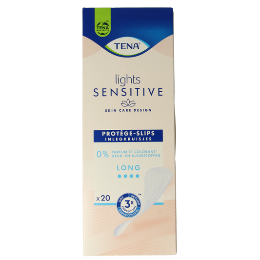 Tena Lights long incontinence liners, pack of 20, with discreet absorbent design for comfortable protection